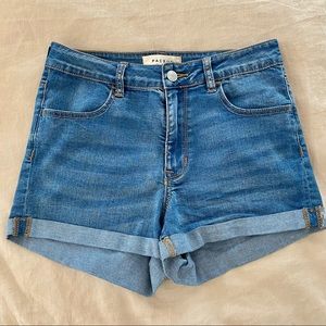 High rise denim shorts